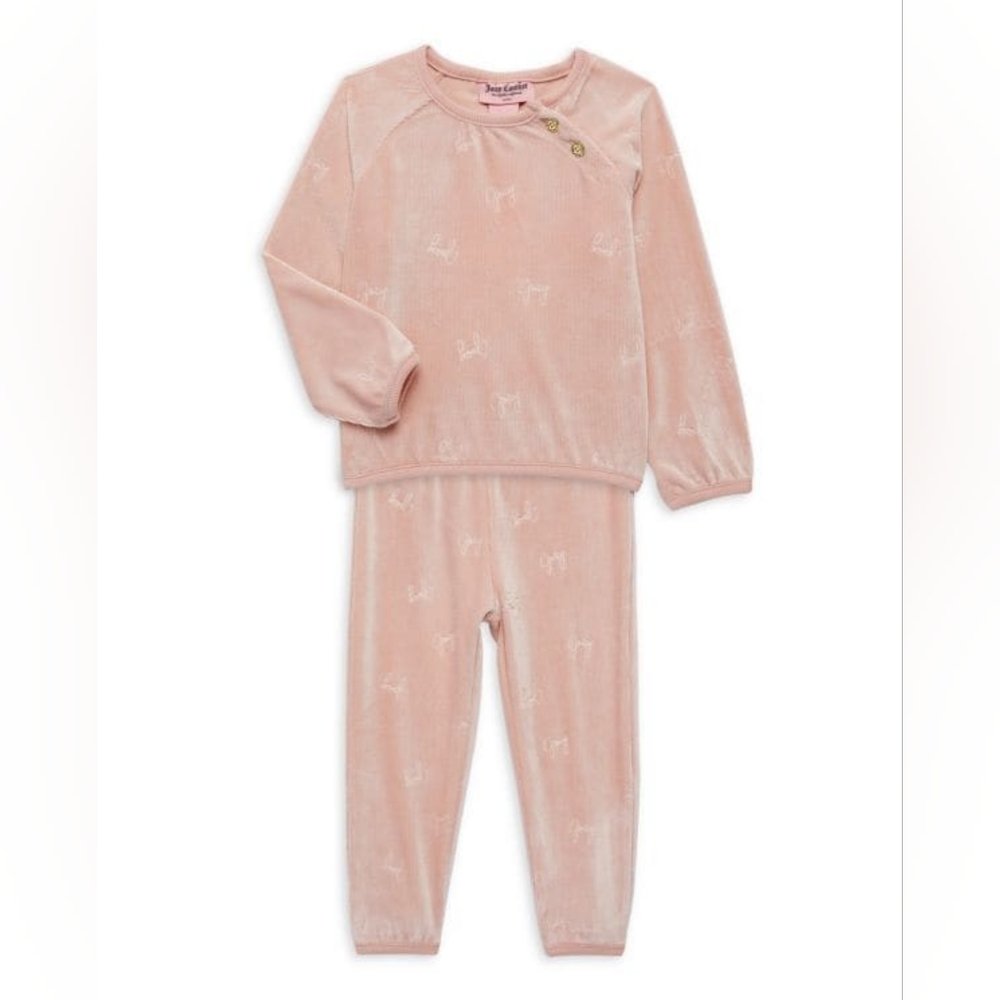NWT Pink Juicy Couture Baby Girl Logo Velour 2-Piece Jogger Set, 12 Months - Picture 1 of 15